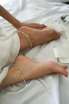 Gold Plated Pearl & Onyx Anklets (Pair of 2)