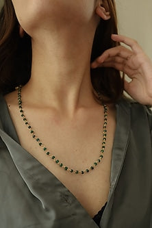 Gold Plated Green Onyx Stone Necklace