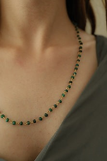 Gold Plated Green Onyx Stone Necklace