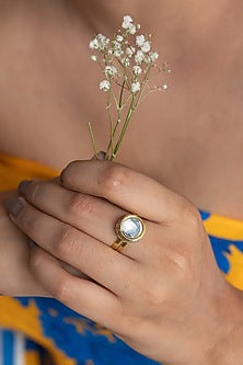 Gold Plated Kundan Polki Adjustable Ring
