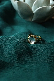 Gold Plated Kundan Polki Adjustable Ring