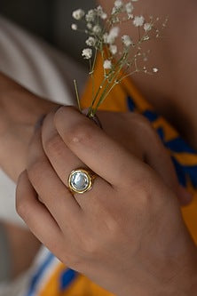 Gold Plated Kundan Polki Adjustable Ring