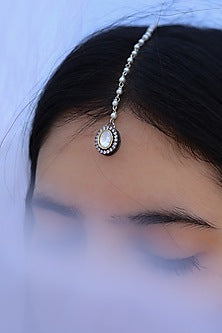 Rhodium Finish Kundan Polki Maangtikka