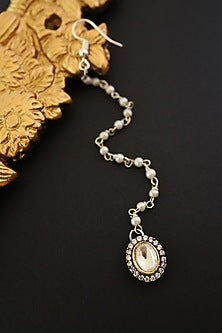 Rhodium Finish Kundan Polki Maangtikka