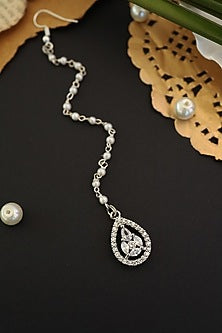 Rhodium Finish Zircon Maangtikka