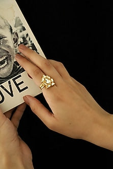Gold Plated Kundan Polki Ring
