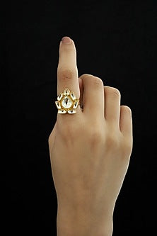 Gold Plated Kundan Polki Ring