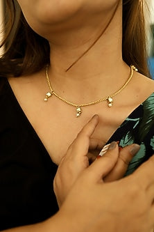 Gold Plated Kundan Polki & Pearl Necklace