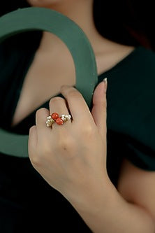 Gold Plated Orange Pearl Ring