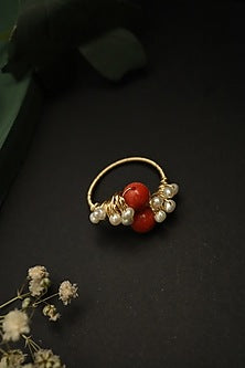Gold Plated Orange Pearl Ring