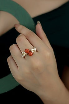 Gold Plated Orange Pearl Ring