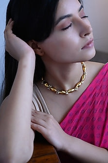 Gold Plated Pearl Choker Necklace