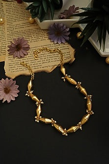 Gold Plated Pearl Choker Necklace