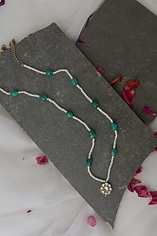 Gold Finish Kundan Polki & Natural Stone Necklace
