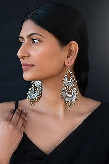 Silver Finish Pearl Dangler Earrings
