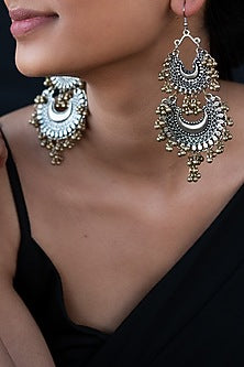 Silver Finish Pearl Dangler Earrings