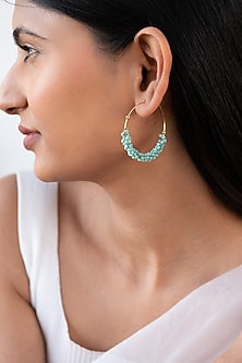 Blue Beaded Dangler Earrings