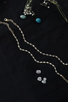 Gold Finish Crystal Adjustable Anklets (Set of 2)