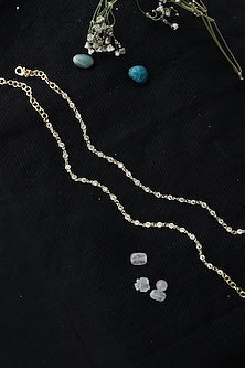Gold Finish Crystal Adjustable Anklets (Set of 2)