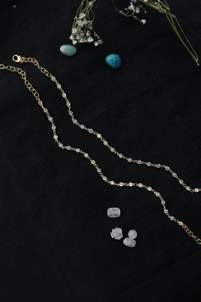 Gold Finish Crystal Adjustable Anklets (Set of 2)