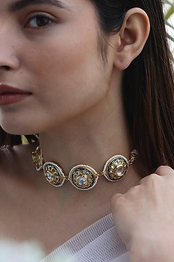 Gold Finish Kundan Polki Necklace