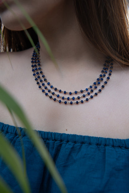 Gold Finish Onyx Necklace