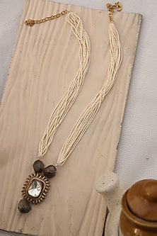 Gold Finish Kundan Polki & Natural Stone Necklace