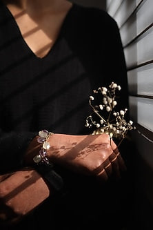 Gold Finish Amethyst & Mint Stone Adjustable Bracelet