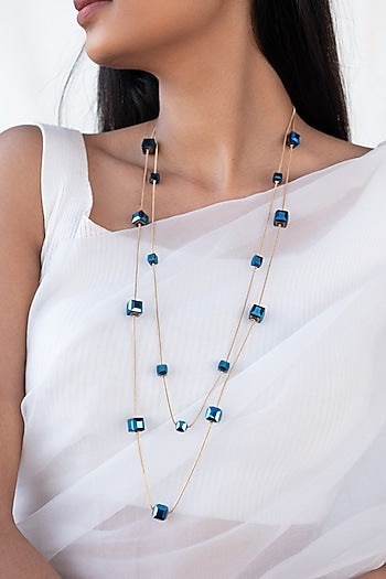 Blue Synthetic Stone Layered Necklace