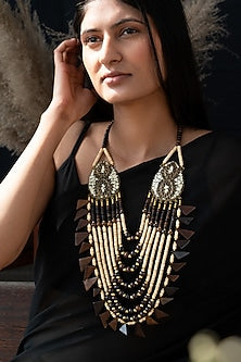 Brown & Beige Beaded Necklace
