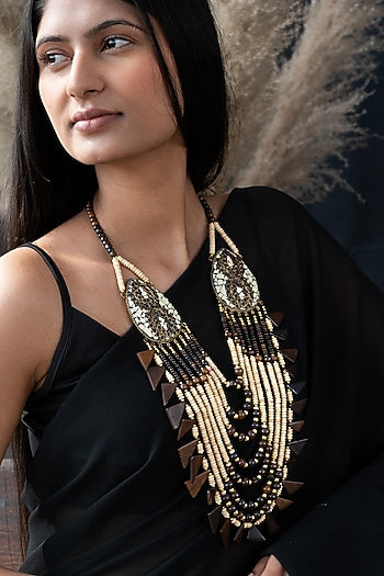 Brown & Beige Beaded Necklace