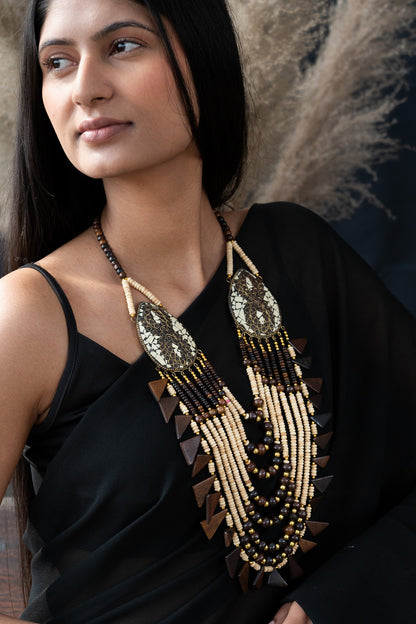 Brown & Beige Beaded Necklace