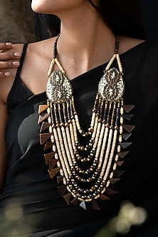 Brown & Beige Beaded Necklace