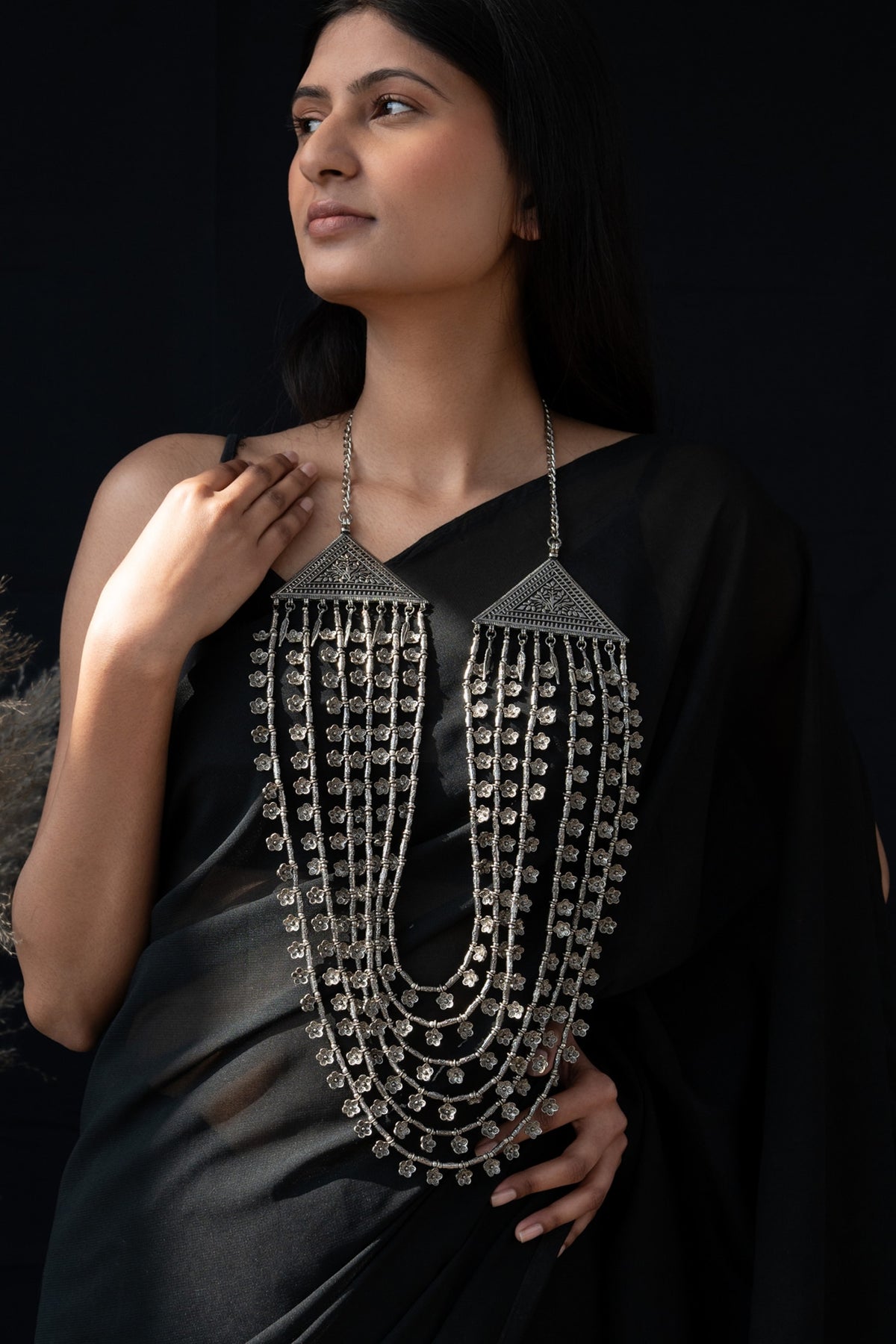 Oxidised Finish Layered Necklace