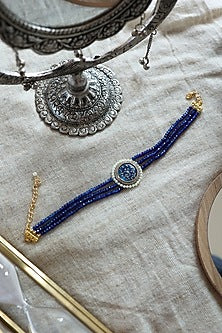 Blue Beaded Choker Necklace