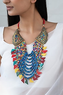 Multi-Colored Beaded Layered Necklace