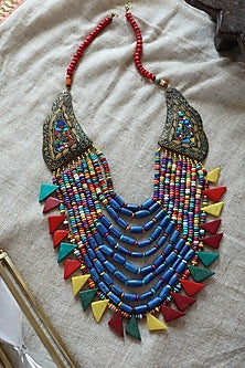 Multi-Colored Beaded Layered Necklace