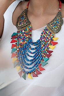 Multi-Colored Beaded Layered Necklace