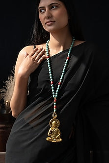Turquoise Beaded Buddha Pendant Necklace