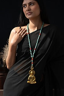 Turquoise Beaded Buddha Pendant Necklace