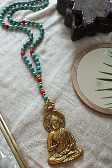 Turquoise Beaded Buddha Pendant Necklace