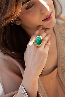Gold Plated Cubic Zirconia & Doublet Stone Ring