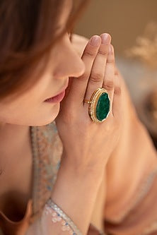 Gold Plated Cubic Zirconia & Doublet Stone Ring
