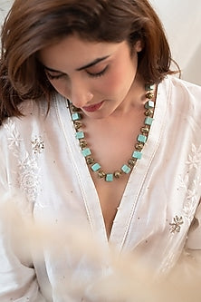 Gold Plated Turquoise Natural Stone Necklace