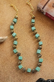 Gold Plated Turquoise Natural Stone Necklace