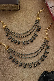 Gold Plated Blue Onyx Layered Anklets