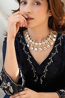 Gold Plated Kundan Polki Necklace Set
