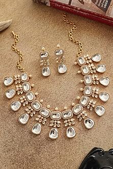 Gold Plated Kundan Polki Necklace Set