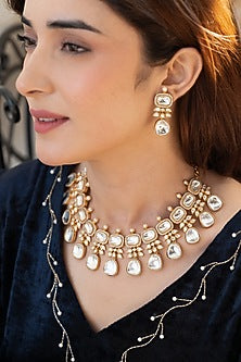 Gold Plated Kundan Polki Necklace Set