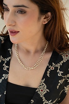 Gold Plated Pearl Layered Necklace